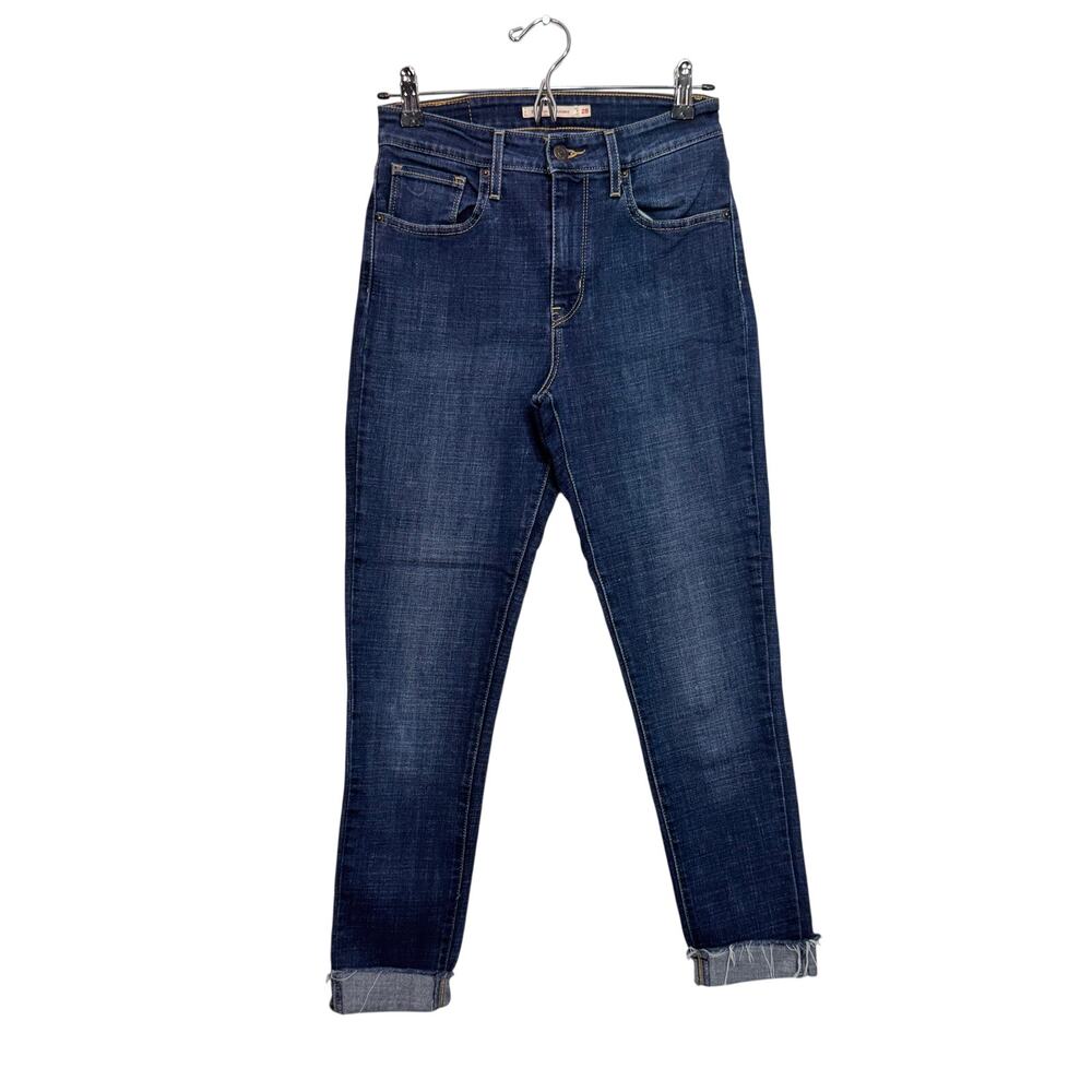 Levi's 712 High Rise Skinny blue denim jeans stretch raw hem 5 pocket Sz 28